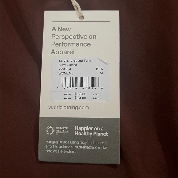 NWT Vuori Villa Cropped Tank Burnt Sienna medium - Picture 11 of 11